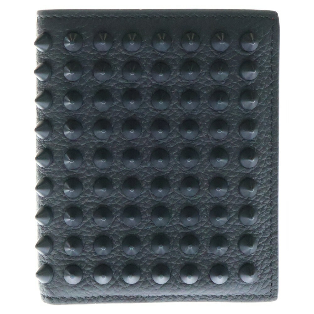 Christian Louboutin PAROS SPIKES Bi fold Wallet Gray Red - Picture 1 of 6